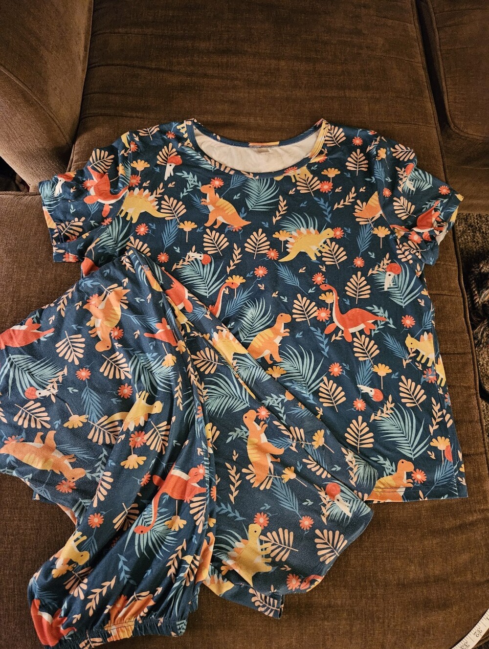 Colorful Dinosaur print pajama lounge 2-piece set size large